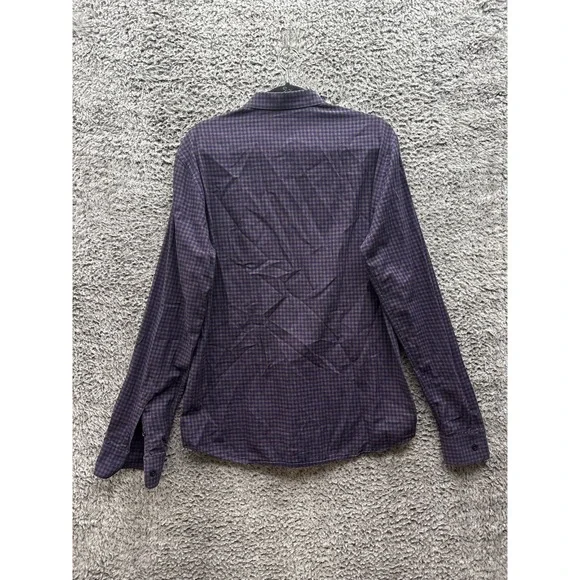 Dondup Cotton Plaid Button Up Long Sleeve Shirt Purple Mens Size L‎